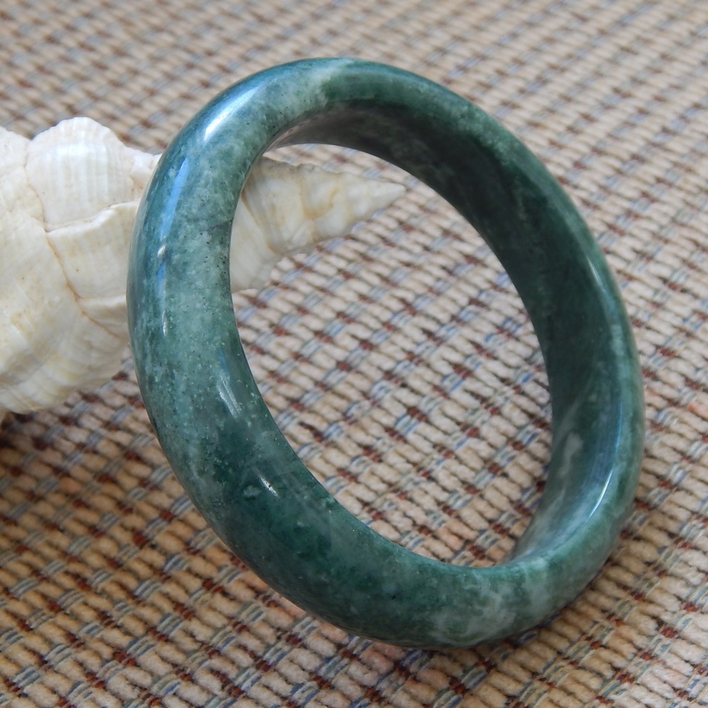 Jade Bangle Bracelet Mottled Green 63mm
